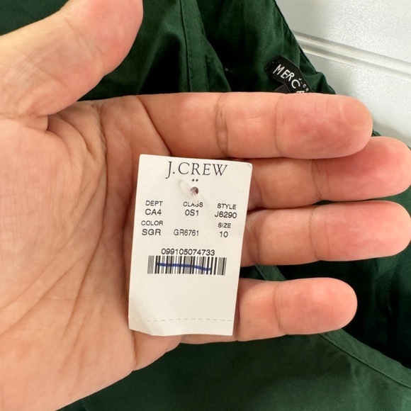 NEW J Crew Mercantile One Shoulder Long Sleeve Green Dress US Size 10 - Picture 4 of 8